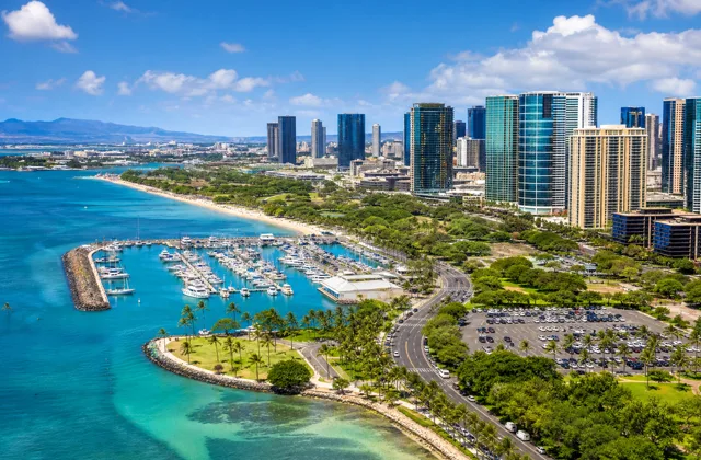Coastal city and accommodation setting