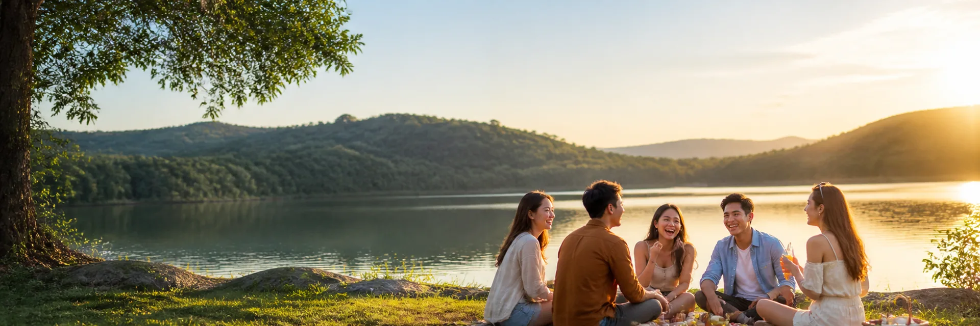 Lake and mountain scenery for a shared trip