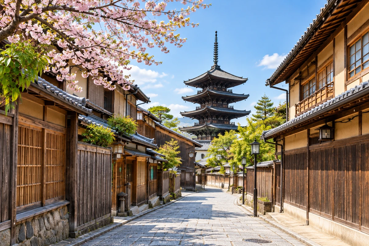 Traditional Kyoto street with the Yasaka pagoda